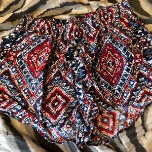 Deb Red and Blue High Waist Women's Shorts